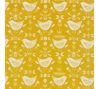 Narvik Ochre Yellow Bird Scandinavian Oilcloth Wipe Clean Tablecloth 134cm x 100cm Rectangle (53" x 39")