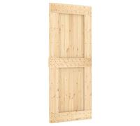 Narvik Sliding Door Made of Solid Pine Wood and Powder-Coated Steel 85 x 210 cm with Sliding Mechanism at the Top, Space-Saving for Indoor Spaces, Modern Design in Natural and Black
