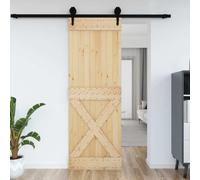 Narvik Solid Pine Sliding Door, 80 x 210 cm, Untreated, Space-Saving Design, for Bedroom, Kitchens and Garages, Rustic Look