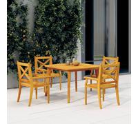 narvon large round wooden 5 piece garden dining set in natural