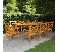 narvon large wooden 9 piece garden dining set in natural