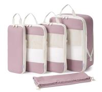 Narwey 5 Set Compression Packing Cubes for Suitcases and Backpack, Suitcase Organiser Bags Travel Compression Packing Cubes Shoes Bags for Carry on Hand Luggage Travel Essentials (Dusty Pink)
