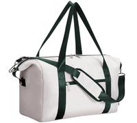 Narwey for Ryanair Cabin Bag 40x20x25 Underseat Ryan Air Bag Foladble Travel Duffel Hospital Bag Carry on Hand Luggage Holdall Weekend Overnight Bag for Women and Men 20L (Beige with Green Straps)