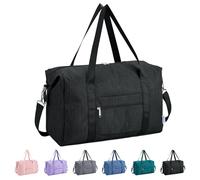 Narwey for Ryanair Cabin Bags 40X30X20 Underseat New Ryanair Small Foldable Travel Duffel Hospital Weekend Bag for Women Ryan Air Carry on Luggage Holdall Tote for Men 20L (Black)