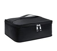 Narwey Makeup Bag Travel Cosmetic Bags with Brush Compartment, Portable Makeup Bag with Handle, Make up Bag Organizer Case with Brush Storage for Women (Black)
