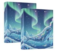 Narwhal Arctic Ice Cave Collage D Rings Binders with Clipboard 1 Pack 1.5 in Aesthetic Binder Stationery Organizer Supplies 200 Sheets