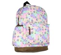 Narwhal Backpack Unicorn Of The Sea Allover Whale Design with Faux Leather Bottom Travel Daypack Bag
