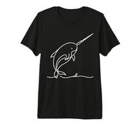 Narwhal Line Art Minimalist Arctic Marine Wildlife Design Premium T-Shirt