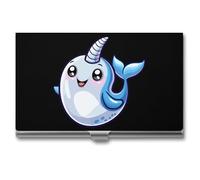 Narwhal Sea Unicorns Business Card Holder Metal Wallet Credit Card ID Case for Men Women