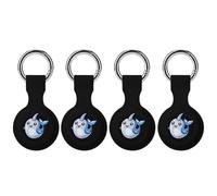 Narwhal Sea Unicorns Keychain Holder Case Compatible with AirTag Waterproof Silicone Shell Protective Case 4PCS