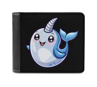Narwhal Sea Unicorns PU Leather Wallets Stylish Bifold Wallet Slim Front Pocket Credit Card Holder for Women Men