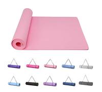 Narwhal Yoga Mat Exercise Mats Workout Pilates Fitness Mat for Women Men Non-Slip Thick 6mm High Density Gymnastics Mats with Carry Strap Tpe 183 x 61 x 0.6cm (Pink)
