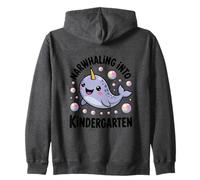 Narwhaling Into Kindergarten Cute Narwhal Bubbles Zip Hoodie