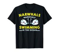Narwhals Swimming in the ocean cute wale design T-Shirt