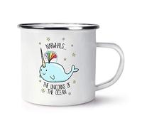 Narwhals The Unicorns of The Ocean Retro Enamel Mug Cup