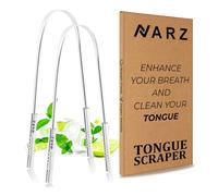 NARZ Tongue Scraper Professional Tongue Cleaner for Bad Breath Reusable Stainless Steel Tongue Scrapers for Oral Care with Dual Carved Handle for Adults & Kids Oral Hygiene 2 Pack