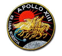 NASA Apollo 13 Mission Embroidered Patch Iron or Sew on Badge Applique Astronaut Space Black and Gold, Badge, Space Program Collectible