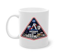 NASA Artemis 2026 Return to the Moon Ceramic Mug, White, Space Mission Patch Design, Astronaut Lunar Exploration