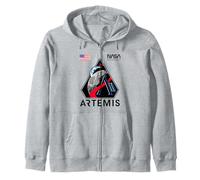 NASA Artemis II Mission Patch Commemorative Retro Worm Logo Zip Hoodie