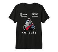 NASA Artemis II Mission Patch Worm and ESA Logo Premium T-Shirt