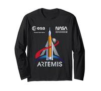 NASA Artemis Mission SLS Worm and ESA Logo Long Sleeve T-Shirt