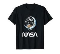 NASA Astronaut Play Guitar Moon Worm Logo T-Shirt, Men, Black, 5X-Large