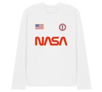 NASA Badge Unisex Long Sleeve T Shirt, White, XX-Large