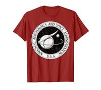 NASA Black and White Retro Circle Logo Graphic T-Shirt, Men, Cranberry Red, XX-Large