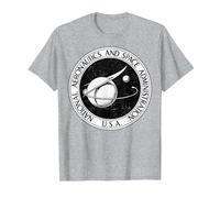 NASA Black and White Retro Circle Logo Graphic T-Shirt, Men, Heather Grey, X-Large