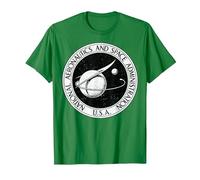 NASA Black and White Retro Circle Logo Graphic T-Shirt, Men, Kelly Green, X-Large
