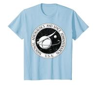 NASA Black and White Retro Circle Logo Graphic T-Shirt, Youth, Baby Blue, 4T