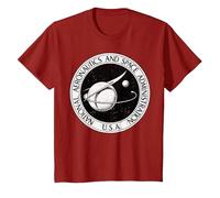 NASA Black and White Retro Circle Logo Graphic T-Shirt, Youth, Cranberry Red, Large