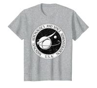NASA Black and White Retro Circle Logo Graphic T-Shirt, Youth, Heather Grey, Medium