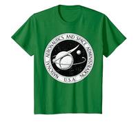 NASA Black and White Retro Circle Logo Graphic T-Shirt, Youth, Kelly Green, Small