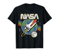 NASA Blast Off Retro Rainbow Stripes Graphic T-Shirt T-Shirt