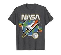 NASA Blast Off Retro Rainbow Stripes Premium T-Shirt T-Shirt, Men, Dark Heather Grey, Large
