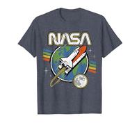 NASA Blast Off Retro Rainbow Stripes Premium T-Shirt T-Shirt, Men, Heather Blue, XX-Large