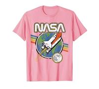 NASA Blast Off Retro Rainbow Stripes Premium T-Shirt T-Shirt, Men, Pink, Medium