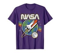 NASA Blast Off Retro Rainbow Stripes Premium T-Shirt T-Shirt, Men, Purple, 3X-Large
