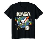 NASA Blast Off Retro Rainbow Stripes Premium T-Shirt T-Shirt, Youth, Black, Small