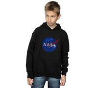 NASA Boys Classic Insignia Logo Distressed Hoodie Black 7-8 Years