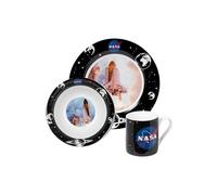NASA Breakfast Set Rocket - Crockery Set 3-piece Porcelain Plate, Bowl & Cup