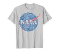 NASA Distressed Vintage Classic Logo T-Shirt, Men, Silver Grey, Small