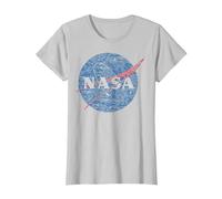 NASA Distressed Vintage Classic Logo T-Shirt, Women, Silver Grey, Medium