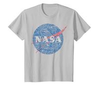 NASA Distressed Vintage Classic Logo T-Shirt, Youth, Silver Grey, Medium