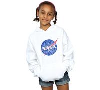 NASA Girls Classic Insignia Logo Distressed Hoodie White 9-11 Years
