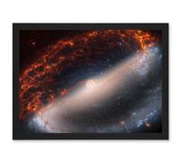 NASA Hubble James Webb Telescope Spiral Galaxy NGC 1300 Framed Art A4 Artery8 Black A4