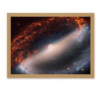 NASA Hubble James Webb Telescope Spiral Galaxy NGC 1300 Framed Art A4 Artery8 Light Oak A4