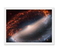 NASA Hubble James Webb Telescope Spiral Galaxy NGC 1300 Framed Art A4 Artery8 White A4