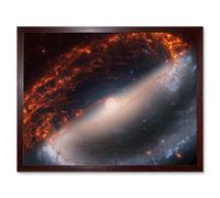 NASA Hubble James Webb Telescope Spiral Galaxy NGC 1300 Framed Art Artery8 Brown W12 inch x H16 inch